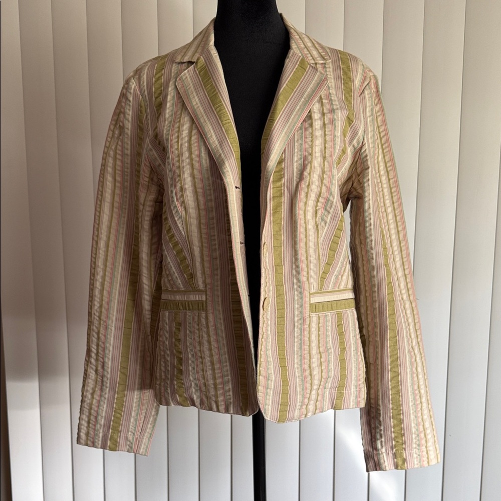 CAbi Striped Women's Jacket - Green and Pink